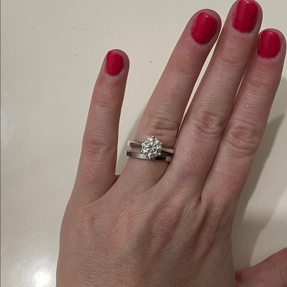 Moissanite Lab Created Diamond Solitaire 
Sterling Silver